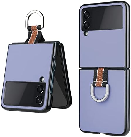 Mzelq proiectat pentru Samsung Galaxy Z Flip 3 caz de protecție cu curea inel deget Modă Elegant PU piele și Hard PC Slim durabil