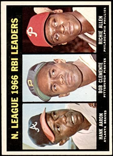 1967 Topps 242 NL RBI Lideri Hank Aaron/Rich Allen/Roberto Clemente Braves/Pirates/Phillies Ex/Mt Braves/Pirates/Phillies