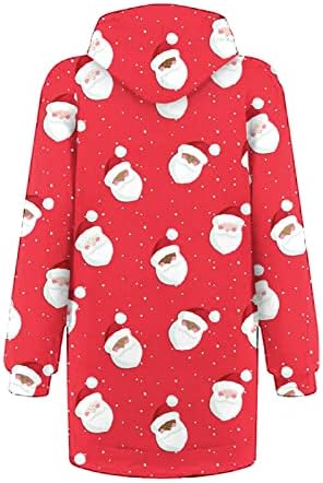 Rochie cu glugă de Crăciun ruziyoog pentru femei drăguțe Moș Crăciun cu mânecă lungă rochii cu hanorac cu glugă cu mânecă lungă