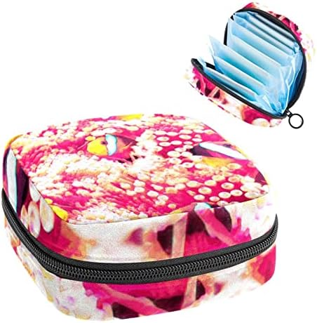 Geanta de depozitare a șervețelului sanitar, pungă portabilă pentru fete fete pungă de cană menstruală, pește tropical de corali