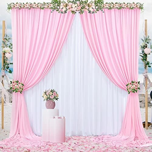 10 ft x 10 ft Baby Roz rid gratuit fundal cortina si 10 ft x 10 ft alb fundal cortina pentru petreceri, Poliester fotografie