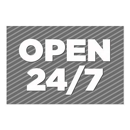 Cgsignlab | Deschideți 24/7 -Stripes gri gri agățat | 36 x24