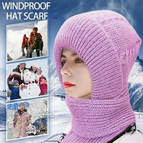 Integrat De Protecție Ureche Windproof Cap Eșarfă De Tricotat Îngroșarea Pălărie Iarna