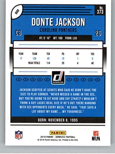 2018 Donruss Football 373 Donte Jackson RC Rookie Card Carolina Panthers Rookie Card de tranzacționare NFL