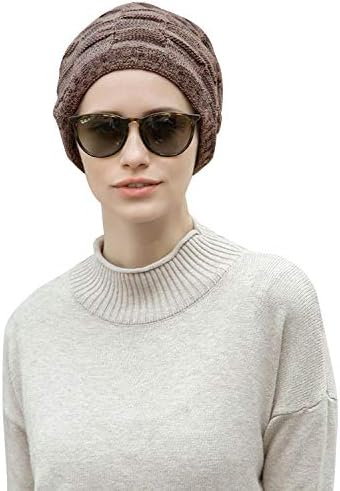 Unisex iarna Beanie pălării tricot Cap eșarfă Fleece căptușite cald gât cald 2 în 1 pălărie & amp; Eșarfă pentru bărbați Femei