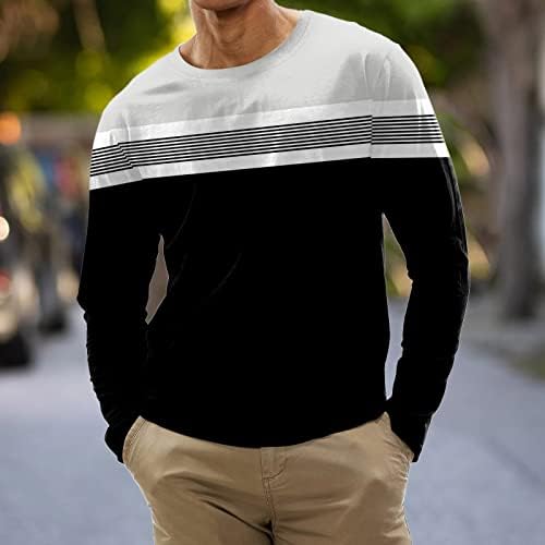 DuDubaby Plus Dimensiune Tricouri barbati Moda Casual dungă Imprimate Maneca lunga o-Gât tricouri topuri Bluza Camisas de Vestir