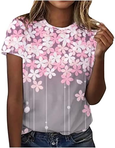 Cămașă cu mânecă scurtă pentru femei Crewneck Cotton Dandelion Floral Graphic Brunch Tricou pentru doamne Fall Summer N3 N3