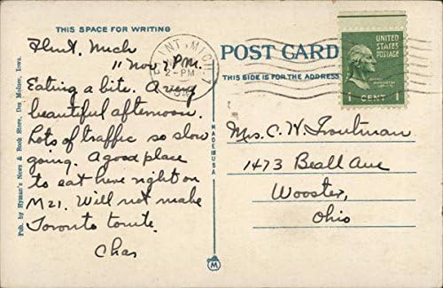 Spitalul Metodist Des Moines, Iowa IA carte poștală antică originală