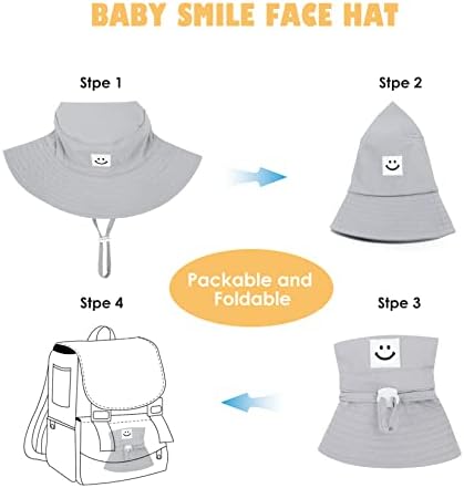 Pălărie de soare pentru bebeluși zâmbete de față pălărie copilul upf 50+ pălărie de găleată de protecție soare, băiat fetiță de vară pălărie reglabilă capac reglabil