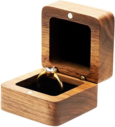 COSISO inel de logodna din lemn de nuc cutie cadou cutie de depozitare bijuterii pentru ziua de naștere a propunerii