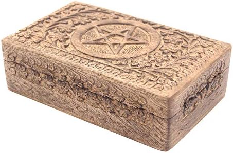 Dharmaobjects pentagram stea sculptat bijuterii trinket keepsake din lemn