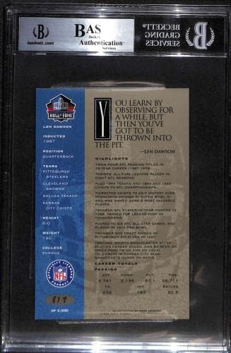 20 Len Dawson - 1998 Ron Mix Hof Platinum Autos Cards Football Grad BGS Auto - fotbal autografiat