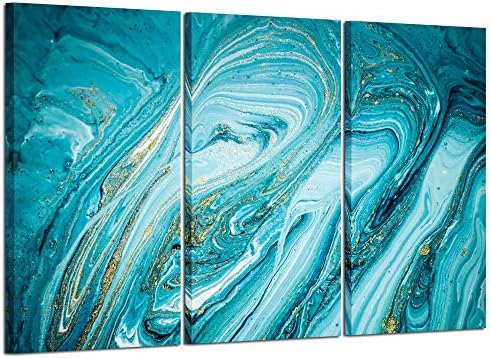 Arte kreative 3 piese albastru abstract pânză de perete artă mare pictură tealie modernă turcoaz imprimeuri de artă pentru