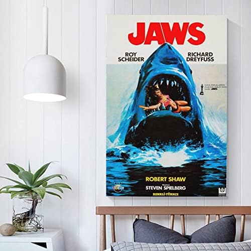 Qlazo Jaws Movie Vintage Poster Canvas Imprimare Artă Artă Artă de Artă After pentru case moderne dormitor de birou 12x18inch