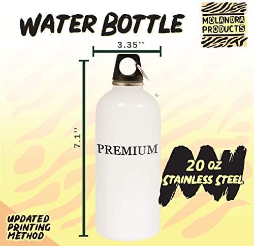 Molandra Products Garee - 20oz Hashtag Sticlă de apă albă din oțel inoxidabil cu carabină, alb
