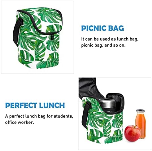 Monstera frunze de palmier sac de prânz reutilizabile Lunch Box Lunchbox mare Vertical cu curea de umăr reglabilă