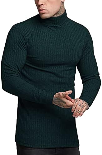 JoZorro Mens Mock gât Tricouri pulover mare gât Turtleneck Premium bumbac Maneca lunga Pulovere pentru barbati