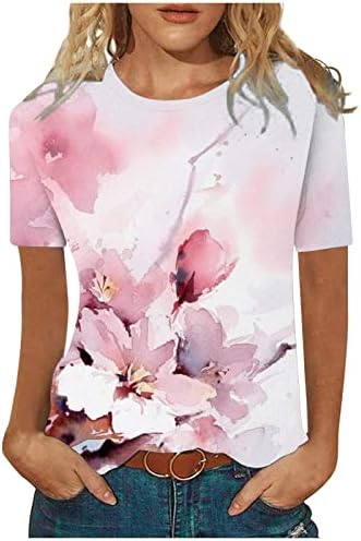 Femei tricou toamna vara cu mânecă scurtă echipaj de bumbac pictură tama grafică florală pentru fete 0t 0t