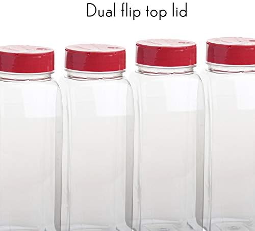 4 Pack 32 Oz Condimente Mari Condimente Agitator Containere Borcane Din Plastic Cu Capac Roșu Dublu Flip Top Față-Verso, 4