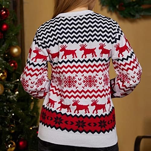 Pulover de Crăciun Dudubaby pentru bărbați pentru bărbați cu modă pulover de Crăciun cald pulover rotund cu mânecă lungă cu