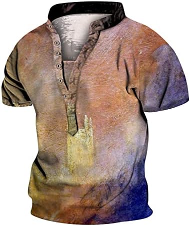 2023 Noua personalitate de modă pentru bărbați retro 6 butoane guler digital 3D tipărire cu mâneci scurte cămașă cămașă cu