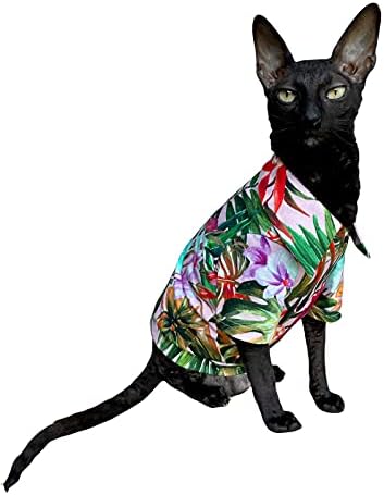 Kotomoda Hairless Cat ' s Hawaiian T-Shirt pentru Sphynx și Naked Cat