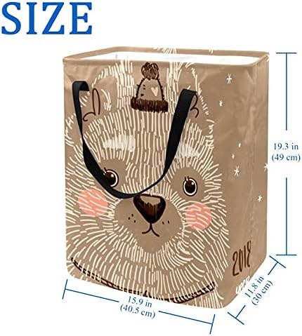 Coș de rufe timid urs mare pânză Organizator sac Coș pliabil rufe împiedică cu mânere