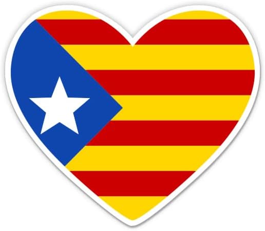 Flag Catalunya Estelada Heart Catalunya - 3 autocolant de vinil - pentru telefon cu apă de apă pentru laptop - Decalitate impermeabilă