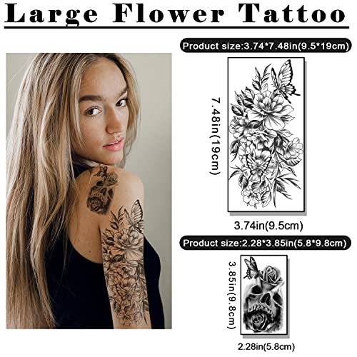Tatuaj temporar pentru femei și bărbați, 77 de foi tatuaje temporare realiste Lion Wolf Owl Elk Snake Butterfly Rose pentru