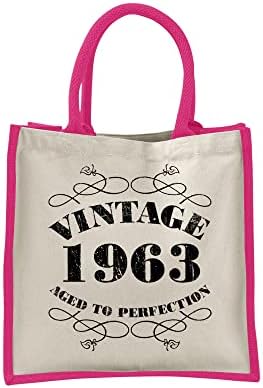 Cadouri de 60 de ani de naștere pentru femei pentru femei - Genti de umăr din bumbac reutilizabil pentru cumpărături - Vintage
