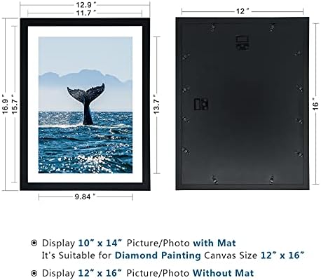Diamond Painting Frames 4 Pack, 12.9x16.9in / 33x43cm cadru de imagine adecvat pentru 12x16 Diamond Art Canvas - Negru