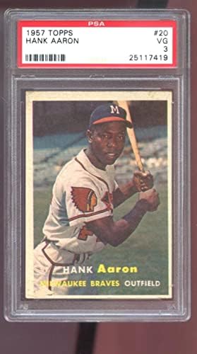 1957 Topps 20 Hank Aaron PSA 3 Card de baseball gradat MLB Milwaukee Braves - Carduri de baseball slabbed