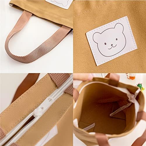Enyuwlcm Canvas Mini prânz tote pungă reutilizabilă drăguț prânz gustare sac potrivit pentru o cutie Bento 3 pachete