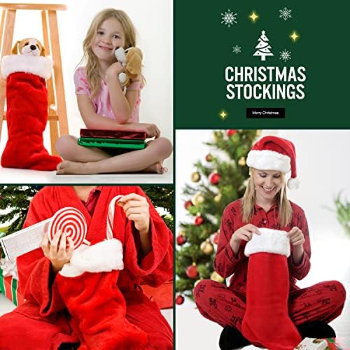 Ciorapi de Crăciun, 4 pachete de 18 inci mari catifea de pluș mare de Crăciun Hanging Christmas Stockings personalizat pentru