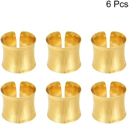 Uxcell Metal Metal Rings Rings Set de 6, cu dungi deschise pentru șervețel cu inel de șervețel pentru decorațiuni pentru masă