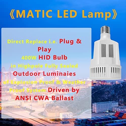 Becurile LED Matic înlocuiesc direct HID de 400 W, cu corpuri de iluminat rezistente la explozie, acționate de balast ANSI