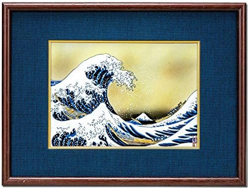 マルヨネ Placă ceramică-The Wave Off Hokusai Kanagawa Frame, 縦 30x 横 40cm, Kyuya Ware