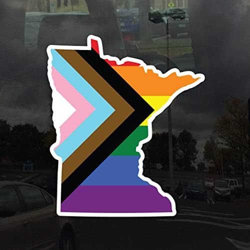 Aplicabil Pun Minnesota State Progress Progres Pride Flag - Vibrant Static Cling Window Cling - 4 inch