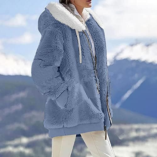 Foviguo pentru femei Paltoane de iarnă plus dimensiuni, petrecere cu mânecă lungă Lady Winter Hoodd Classic Soft V pentru gât