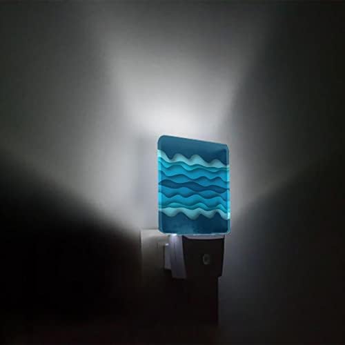 Night Light for Kids, abstract geometric albastru ombre val de ocean LED LED Light Plug în perete cu senzori de lumină amurg