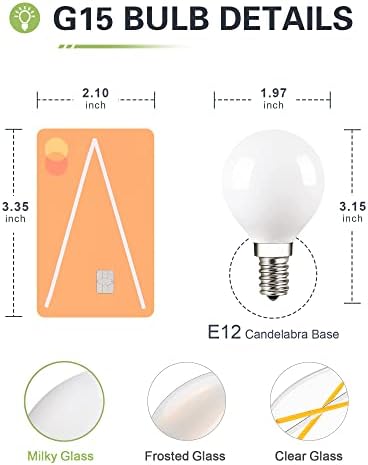Bec LED Dimmable G15 E12 25W echivalent, capac din sticlă mată adâncă filament Invizibil bec Edison, Moale cald 2700K, becuri