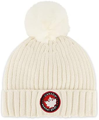 Pălărie tricotată cu echipament meteo din Canada - pălărie de iarnă confortabilă cu pom pom - pălărie de beanie cu un singur