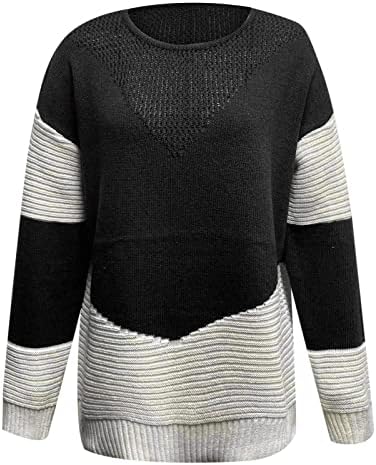 Pulovere pentru femei pentru femei echipaj gât cu mânecă lungă pulovere top contrast culoare cămașă tricot tricotat