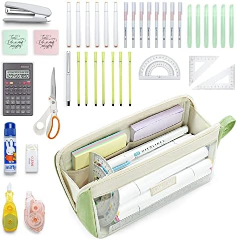 Yokuma Clear estetică creion Hushe pentru fete drăguțe Kawaii Mark Pen Case Organizator Capacitate mare pentru copii pentru