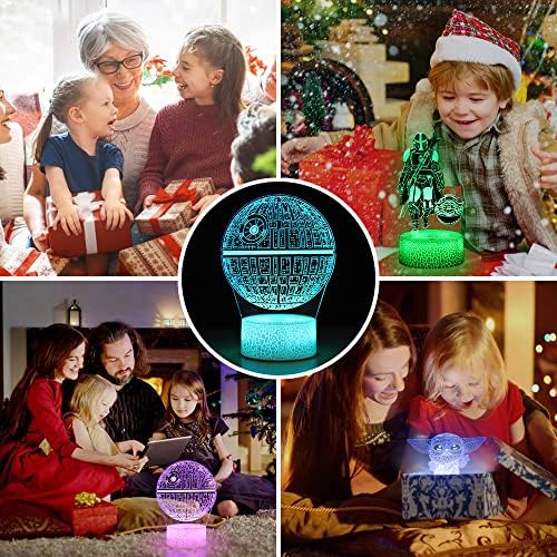Jucării de Crăciun Wronka pentru copii, lumină de noapte cu iluzie 3D, 3 modele și 16 culori lampă de birou LED cu telecomandă,