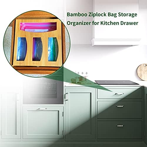 Soguaolo bambus Ziplock sac organizator de stocare și Dispenser pentru sertar de bucătărie-deținătorii sac de depozitare alimente