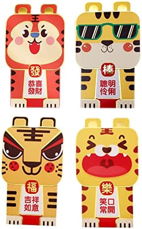 4buc / Set plic roșu, pachet norocos pentru Festivalul de primăvară Chinezesc 2022, plicuri cu monede, plicuri roșii de buzunar, plicuri cu bani cadou, consumabile de petrecere din hârtie desenată cu simbol fin 7 S