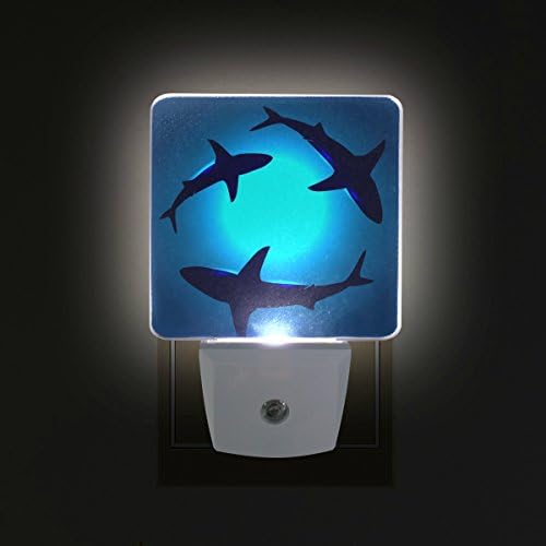 Naanle Set de 2 plutitoare rechin albastru Ocean apă auto Senzor condus amurg la zori noapte lumina Plug în interior pentru