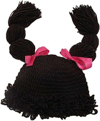 Peruca de pigtail tricotat de bibitime beanie handmade pentru femei împletite pentru fete, capac de arbore