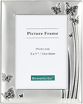 Cadru de imagine metalică Bowenturbo Design fluture placat argintiu pentru cadou